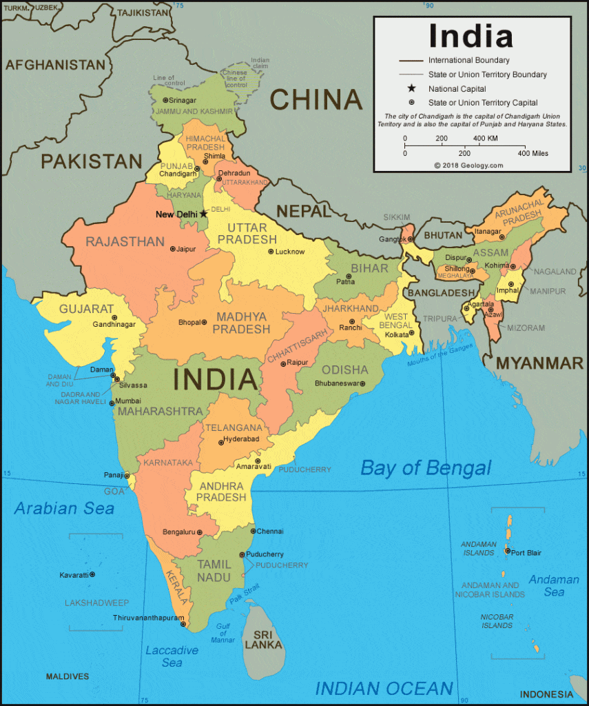 India - map of states - representative HUB Mumbai