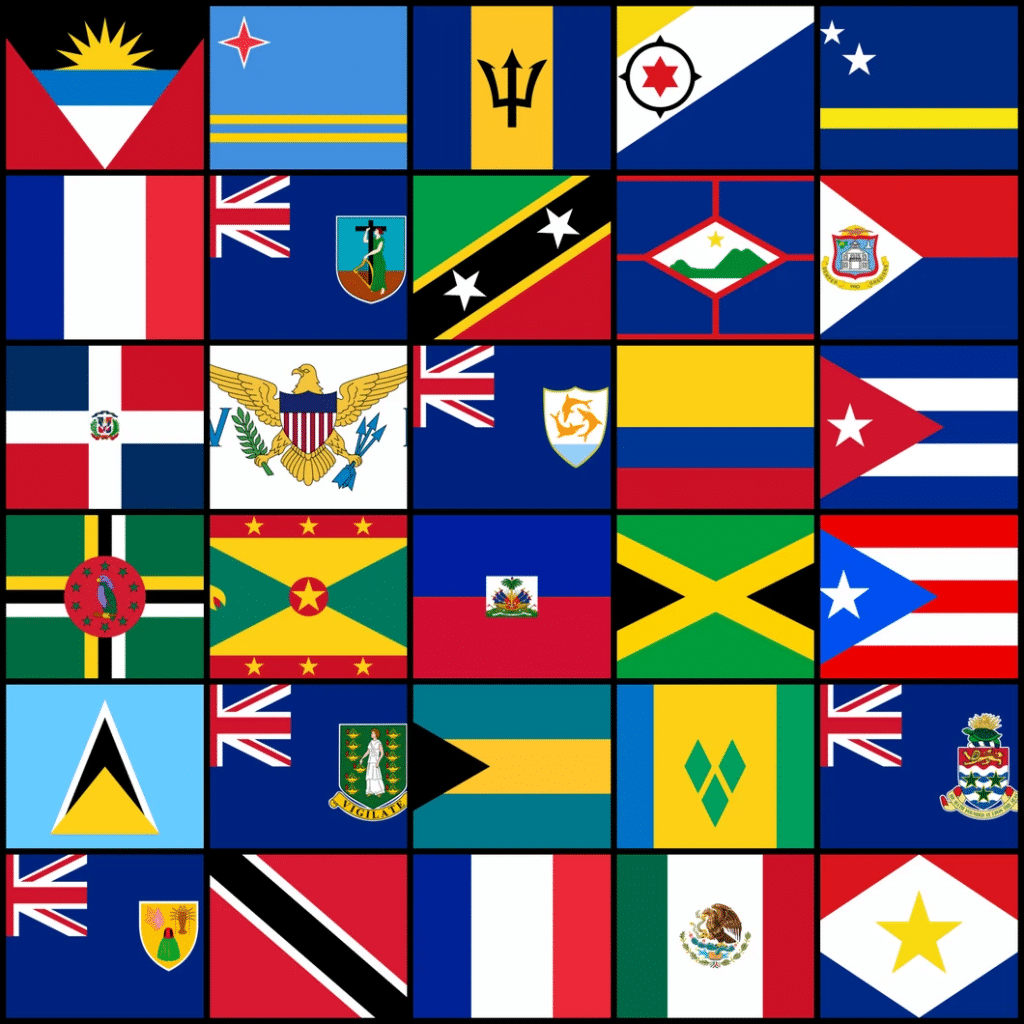 Multiple Caribbean Flags